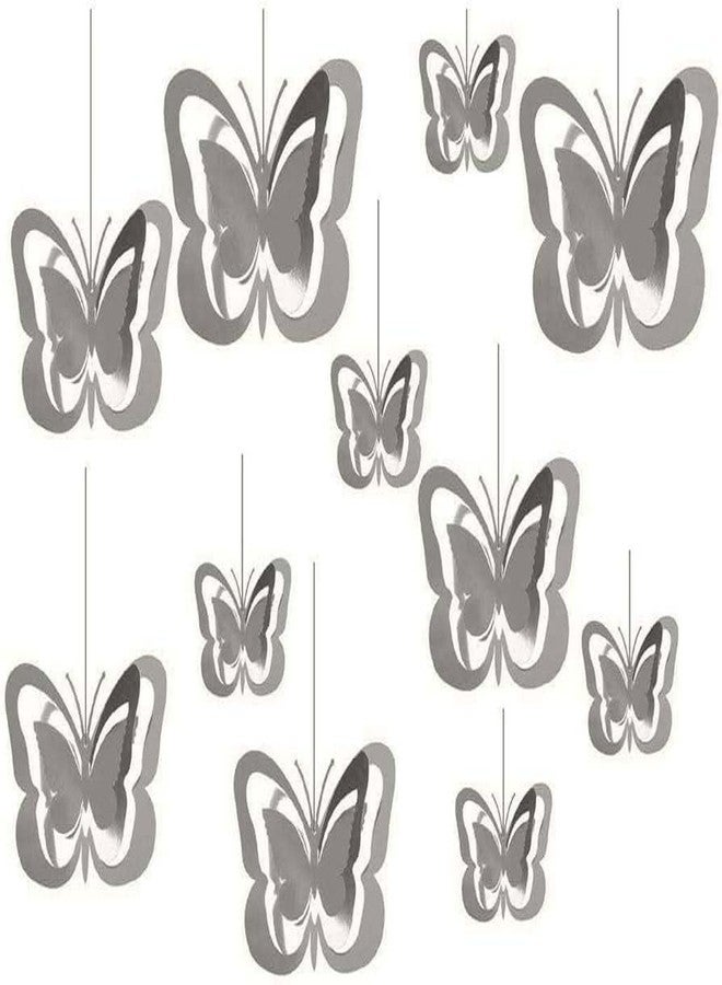 SOI 3D Hanging Silver Butterfly Paper Garland Kit (Pack of 11) for Party, Birthday, Anniversary, New Year Events, Home, Banquet Hall Events and Occasion Decorations (Silver Butterfly Shape Handing) - Image 2